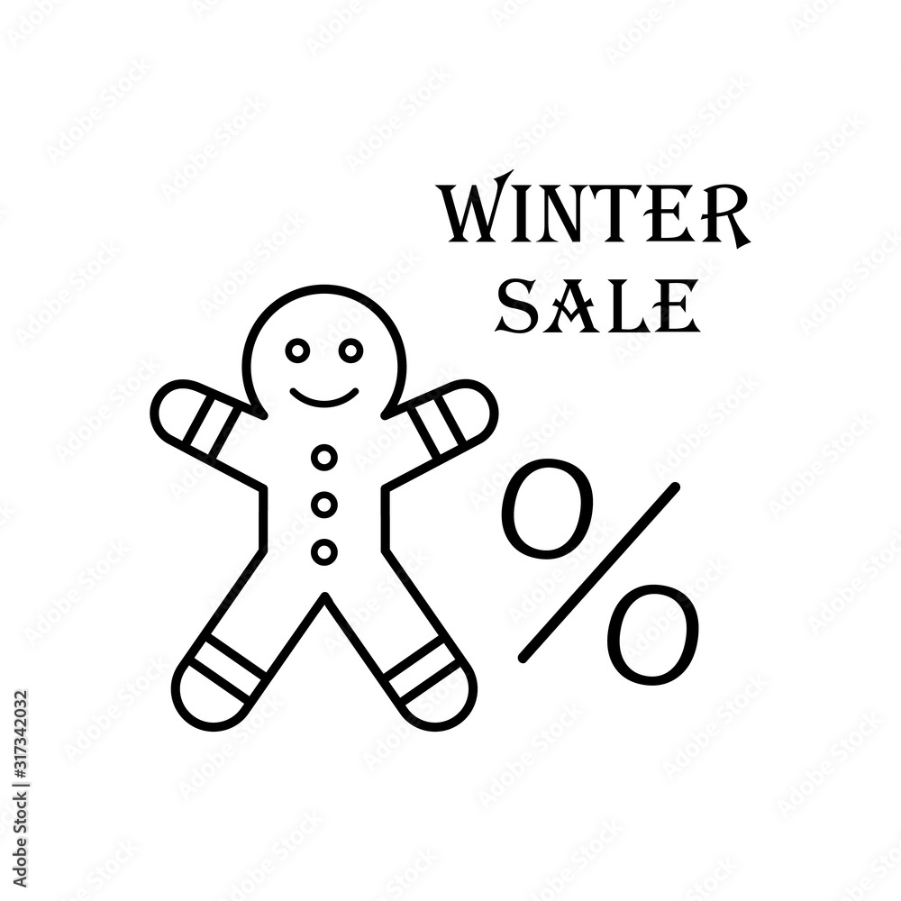 Poster snowman per cent icon. simple line, outline vector elements of winter sale icons for ui and ux, webs