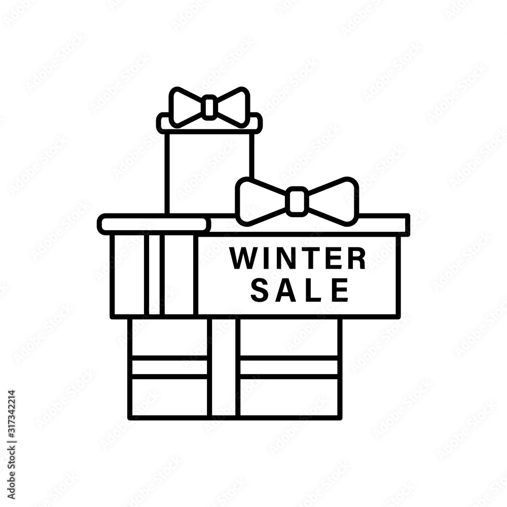 Poster gift box icon. simple line, outline vector elements of winter sale icons for ui and ux, website or m