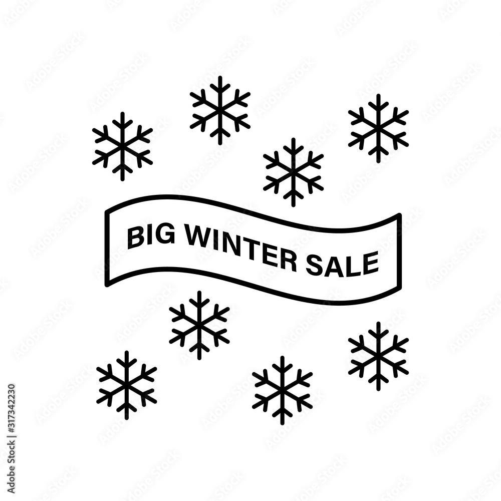 Poster snowflake ribbon icon. simple line, outline vector elements of winter sale icons for ui and ux, webs