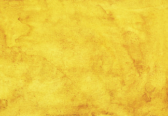 Watercolor golden yellow background painting. Watercolour sandy backdrop. Hand painted texture.