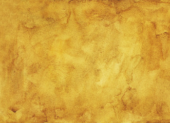 Watercolor golden brown background painting. Watercolour antique backdrop. Hand painted texture.