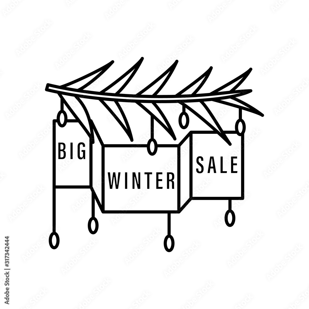 Poster ribbon branch icon. simple line, outline vector elements of winter sale icons for ui and ux, website