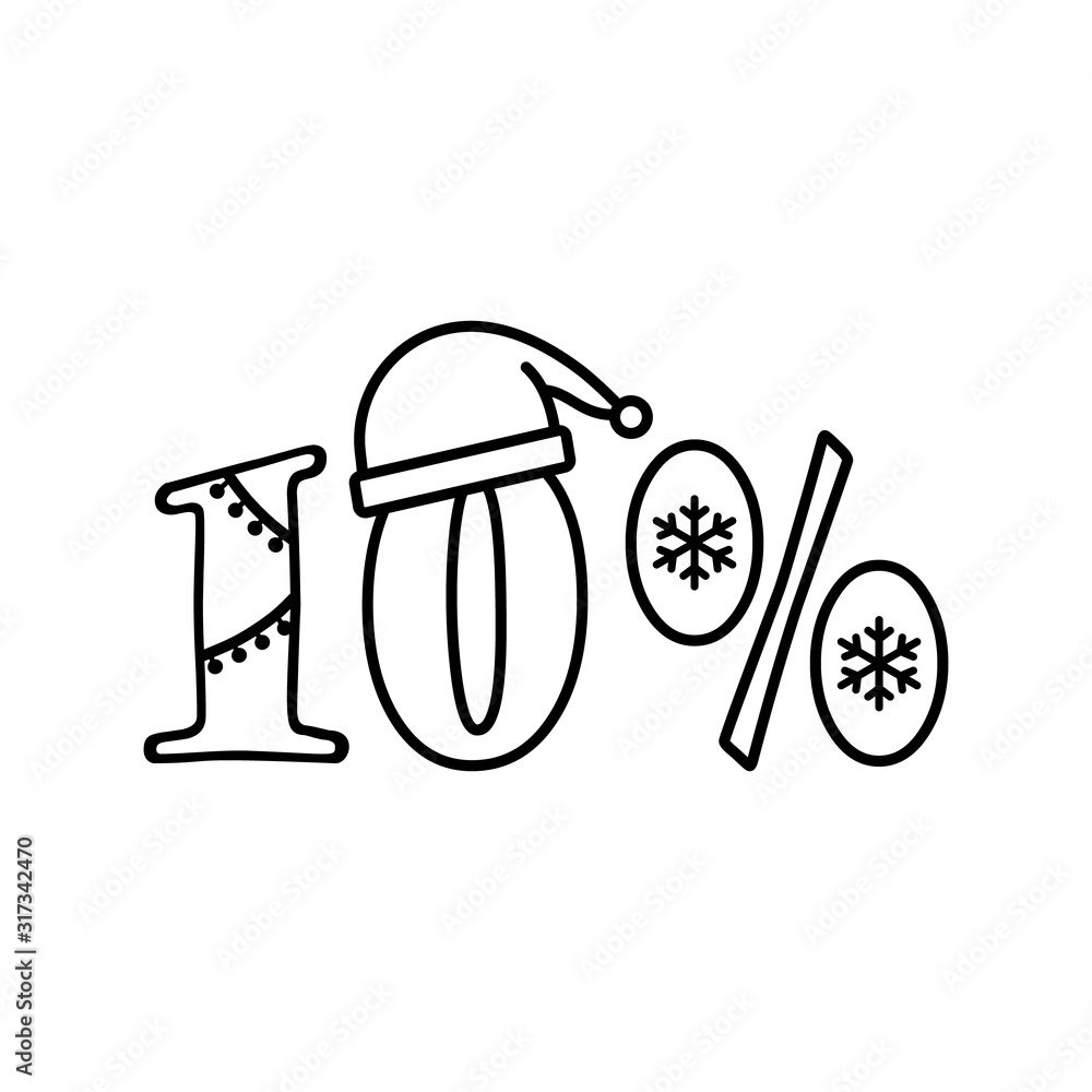 Poster snowflake 10% icon. simple line, outline vector elements of winter sale icons for ui and ux, website
