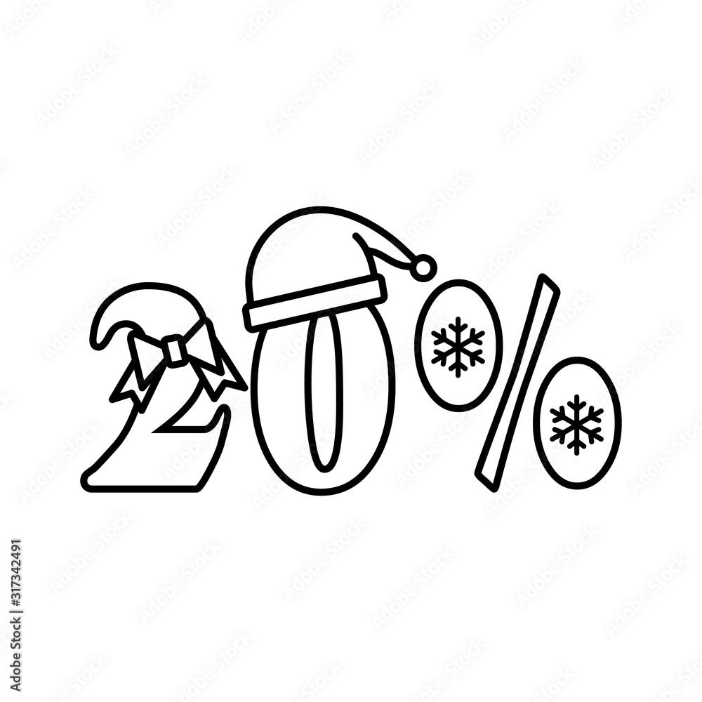 Poster snowflake 20% icon. simple line, outline vector elements of winter sale icons for ui and ux, website