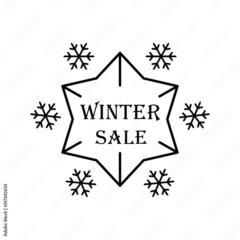 Poster snowflake star icon. simple line, outline vector elements of winter sale icons for ui and ux, websit