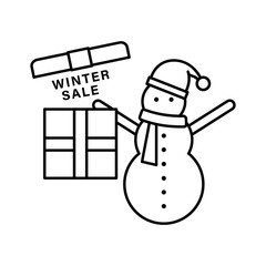Snowman gift box icon. Simple line, outline vector elements of winter sale icons for ui and ux, website or mobile application