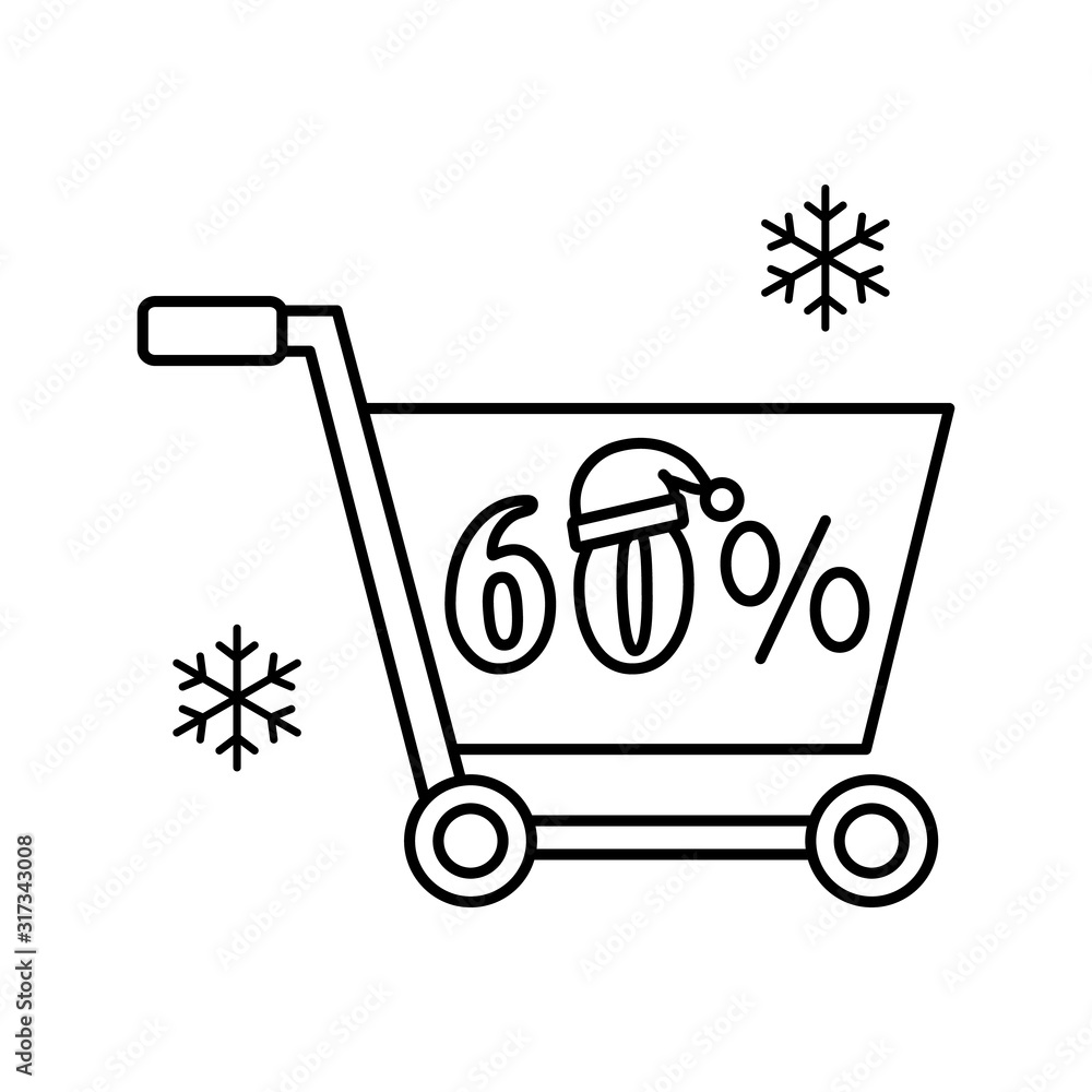 Poster 60% shopping cart icon. simple line, outline vector elements of winter sale icons for ui and ux, web