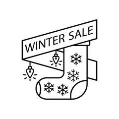 Snowflake sock ribbon icon. Simple line, outline vector elements of winter sale icons for ui and ux, website or mobile application