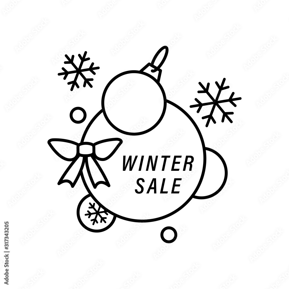Poster snowflake decoration bow icon. simple line, outline vector elements of winter sale icons for ui and 