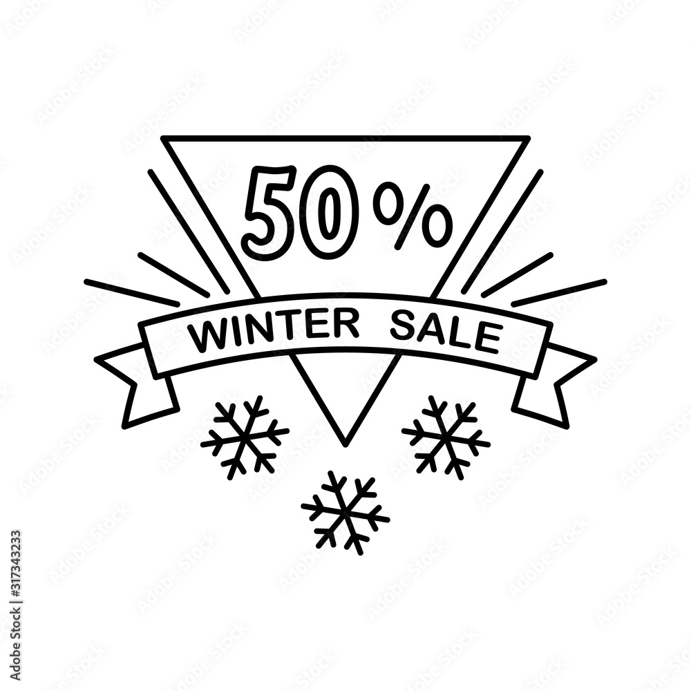 Poster snowflake triangle 50% icon. simple line, outline vector elements of winter sale icons for ui and ux