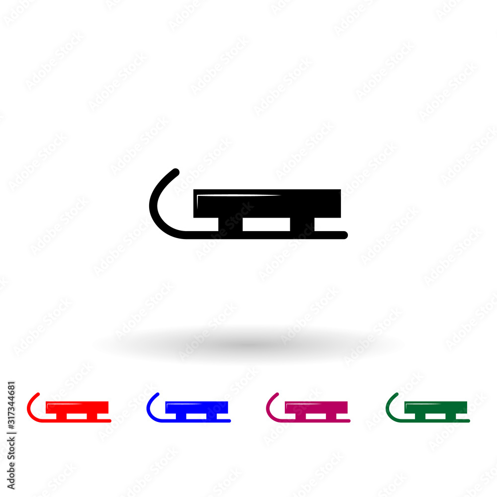 Poster sledge multi color icon. simple glyph, flat vector of winter icons for ui and ux, website or mobile 
