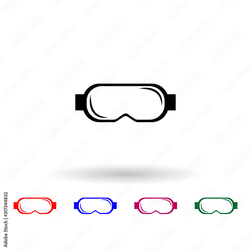 Poster protective goggles multi color icon. simple glyph, flat vector of winter icons for ui and ux, websit