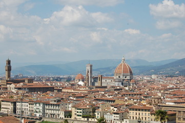 Fototapeta na wymiar Duomo Cathedral and Florence Italy cityscape in the daytime