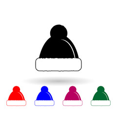 Hat with pompom multi color icon. Simple glyph, flat vector of winter icons for ui and ux, website or mobile application