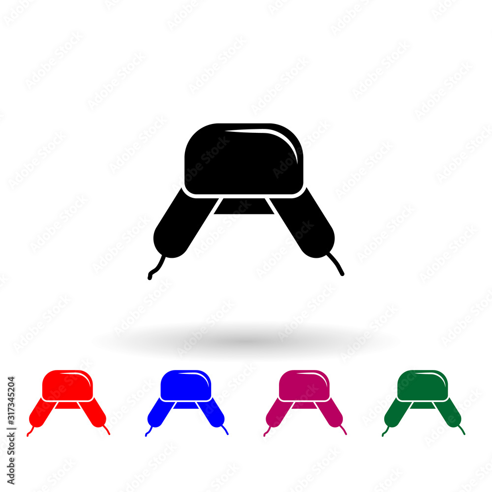 Poster earflap winter hat outline multi color icon. simple glyph, flat vector of winter icons for ui and ux
