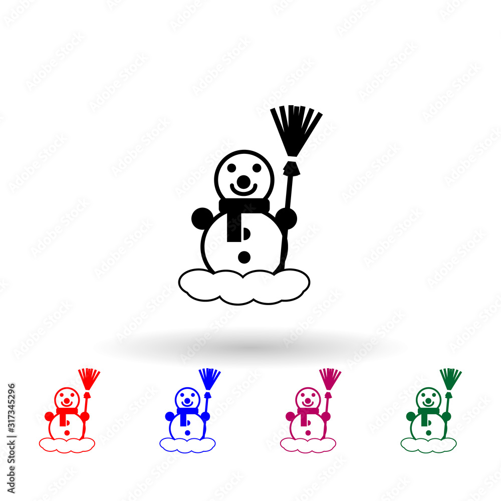Poster snowman multi color icon. simple glyph, flat vector of winter icons for ui and ux, website or mobile