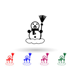 Snowman multi color icon. Simple glyph, flat vector of winter icons for ui and ux, website or mobile application