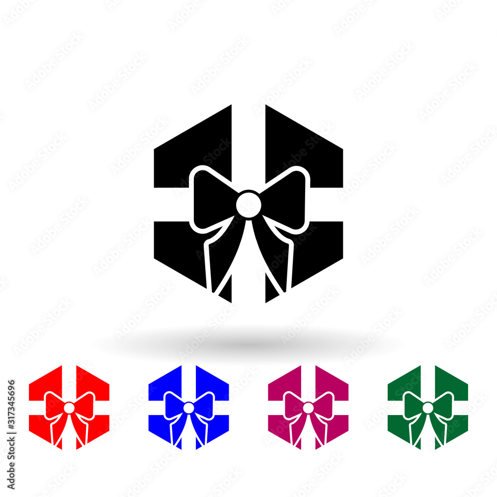 Aufkleber gift box multi color icon. simple glyph, flat vector of winter icons for ui and ux, website or mobil