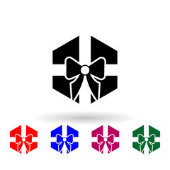 Gift box multi color icon. Simple glyph, flat vector of winter icons for ui and ux, website or mobile application
