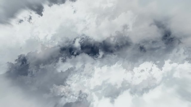 Flying in the Sky Through White Clouds in Seamless Loop
