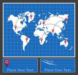 World map destination. International map connection. World map distribution logistic. Vector illustration