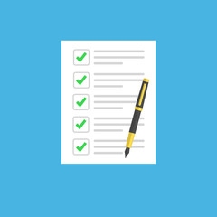 checklist or document with green checkmarks.