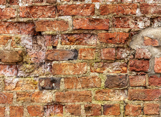 Old disintegrating brickwork suitable for use as a background 