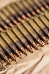 Rows of ammunition with gold toned background