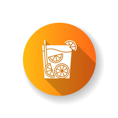 Caipirinha orange flat design long shadow glyph icon. Brazilian cocktail. Alcoholic beverage with lime. Traditional drink. All-day cocktail. National potation. Silhouette RGB color illustration