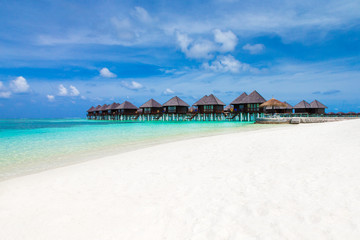  landscape of Maldives beach. Tropical sea . Background for summer holiday and vacation concept.