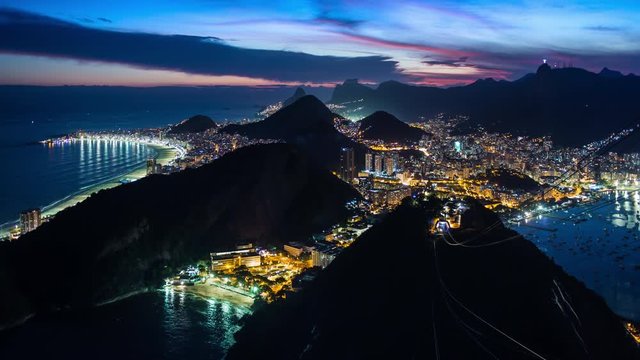 Cable car at Sugar Loaf Mountain (Pao de Acucar), Rio de Janeiro, Brazil, South America - 4K time lapse