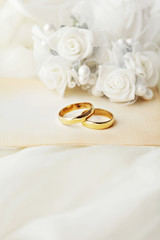 weddingrings and flowers, wedding invitation