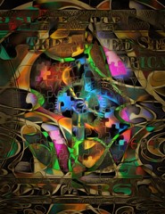 Abstraction with puzzle elements and banknote of 100 dollars