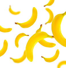 ripe banana on a white background pattern