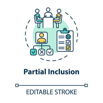 Partial inclusion concept icon. Mainstreaming teaching. Special studying program. Inclusive education idea thin line illustration. Vector isolated outline RGB color drawing. Editable stroke