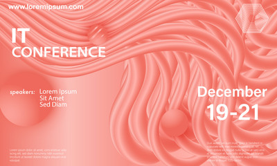 Coral color background. Fluid shapes pattern.