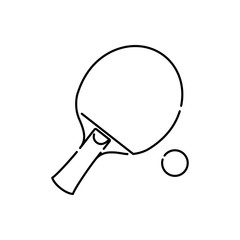 Icono plano lineal raqueta tenis mesa en color negro © teracreonte