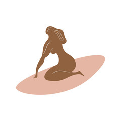 Matisse inspired woman art. Surf sport girl. Modern abstract cutout shapes collage. Good for summer party design, branding, packaging or textile. Vector illustration.