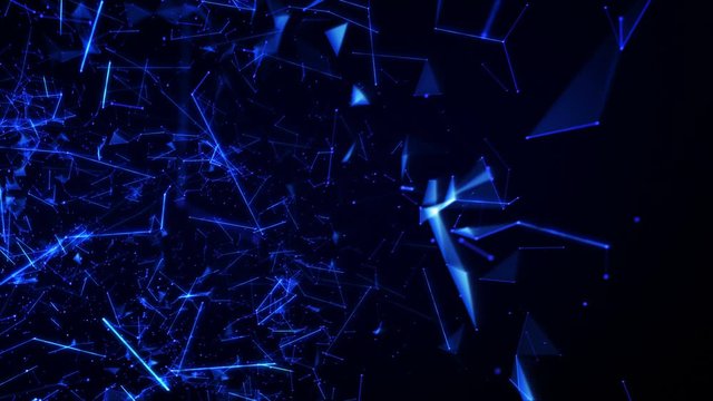 Abstract growing network connections. Lines, triangles and points. Blue. Loopable. Perfect to use as technology, communication or social media background. More options in my portfolio.