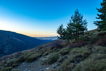 Mountain landscape at sunrise