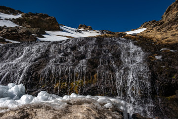 Icy waterfall in the mountains