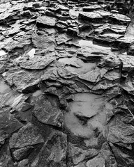 Sharp rocky ground covered with water