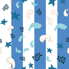 seal ocean seamless pattern design