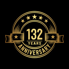 132 years anniversary celebration logotype. Vector and illustration.