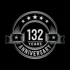 132 years anniversary celebration logotype. Vector and illustration.