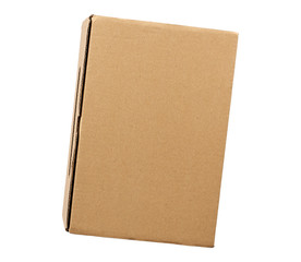 closed brown rectangular cardboard box for transporting goods