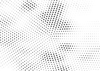 Abstract halftone dotted background. Monochrome futuristic grunge pattern, stars.  Vector modern optical pop art texture for posters, site, postcard, cover, labels, vintage sticker, mock-up layout.