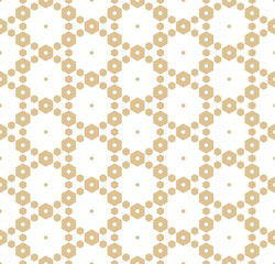 Vector golden geometric hexagons seamless pattern. Luxury abstract background