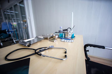 close up on stethoscope on doctor desk