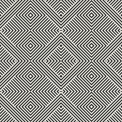 Black and white geometric seamless pattern with diagonal lines, squares, stripes